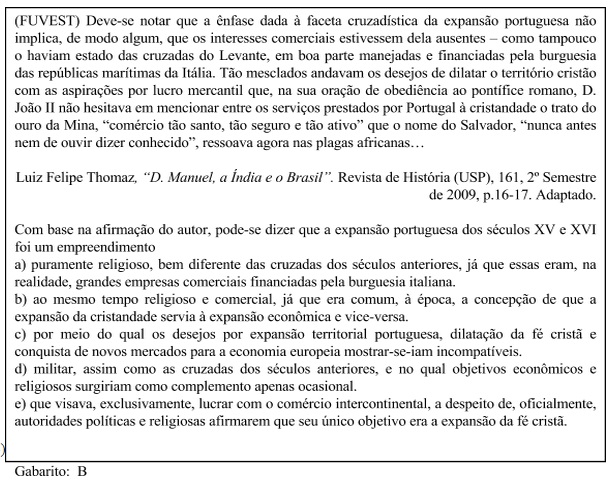 Questão Fuvest Grandes Navegações